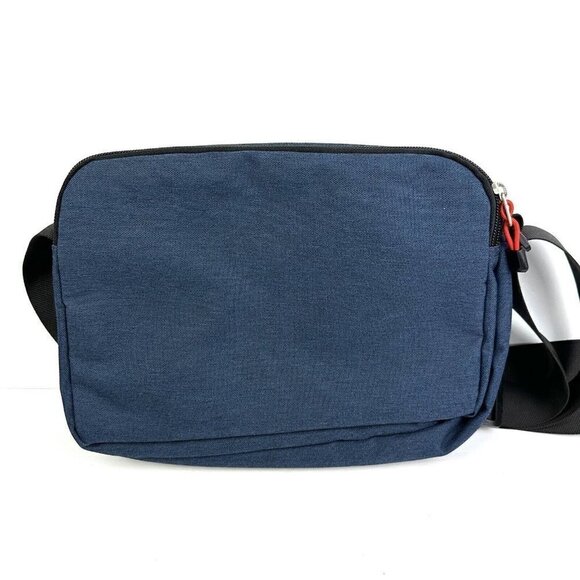 Mixi Messenger Bag Blue Canvas Mens Crossbody Travel Keep On Fighting Brand New - Picture 4 of 12